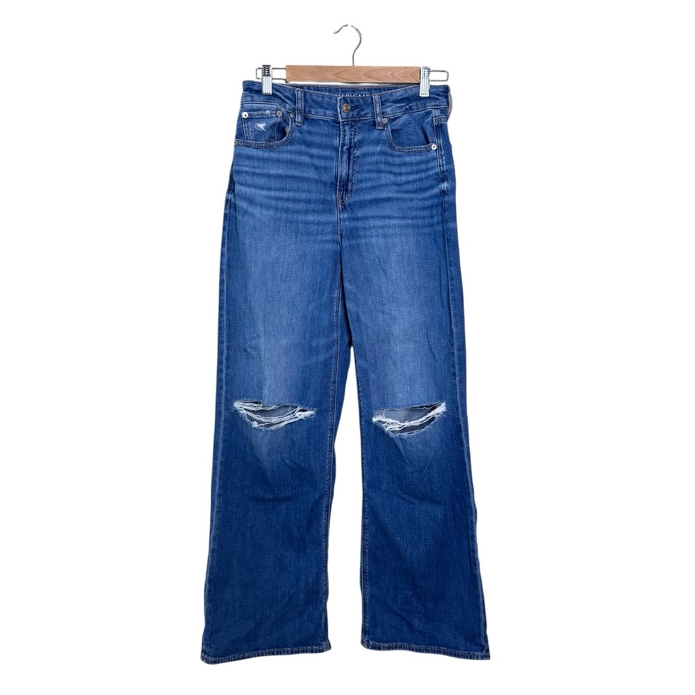 American Eagle Ripped Super High Rise Baggy Wide Leg Jeans
